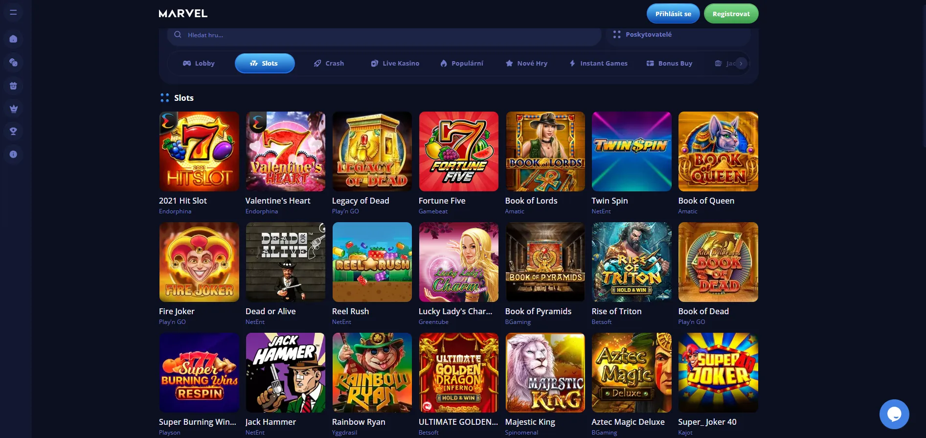 Marvel Casino games dostupné po přihlášení