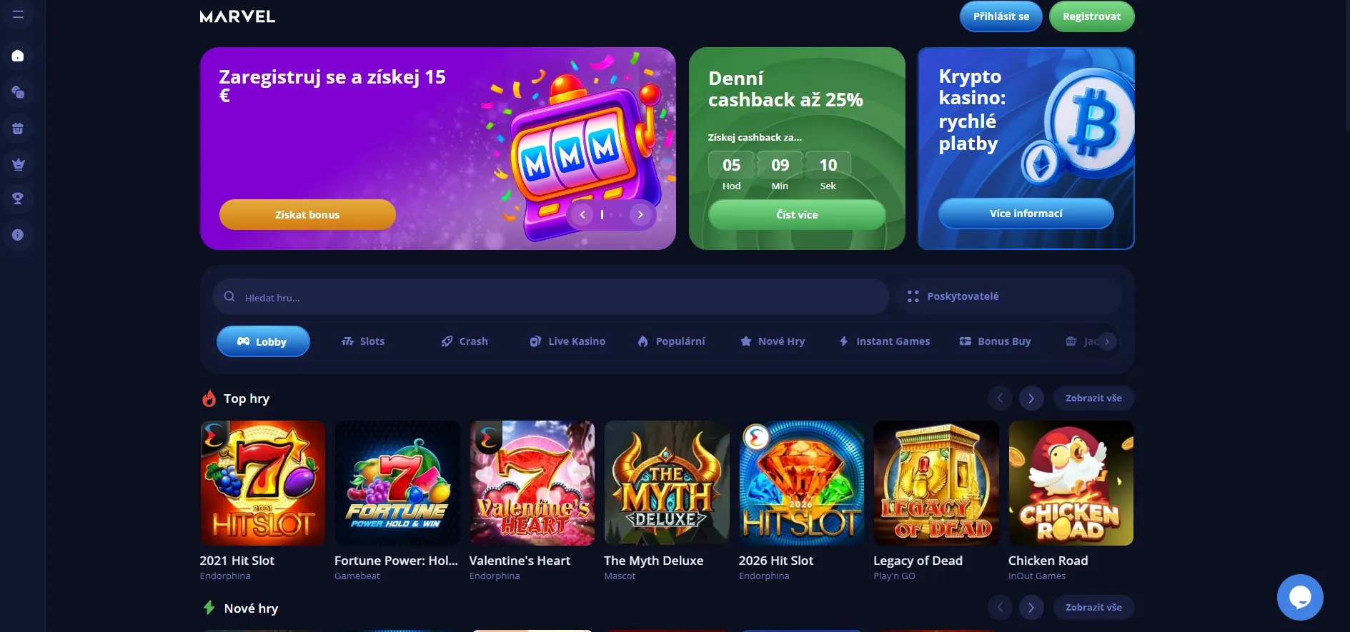 Marvel Casino no deposit bonus pro nové účty